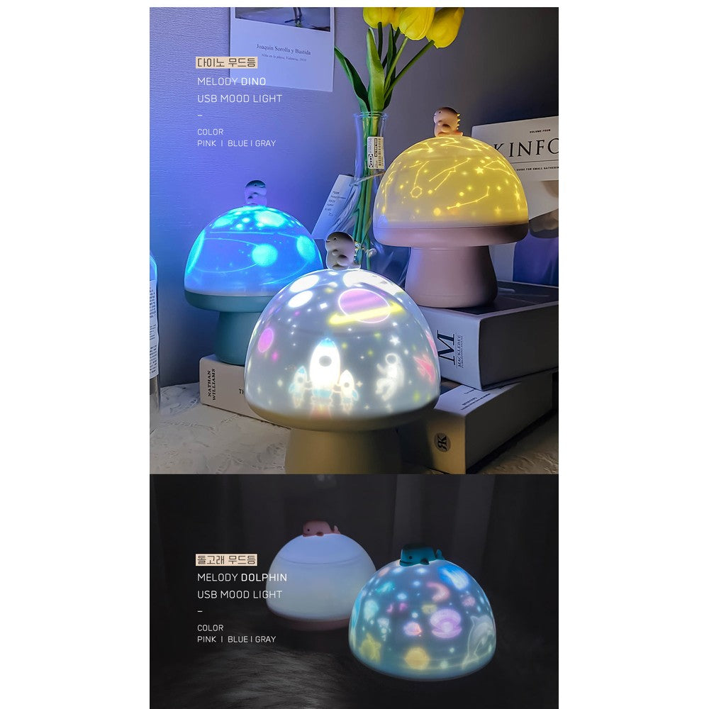 Dolphin Dino LED Night Light - Korean Smart Mood Lamp with USB Charging & Lullaby