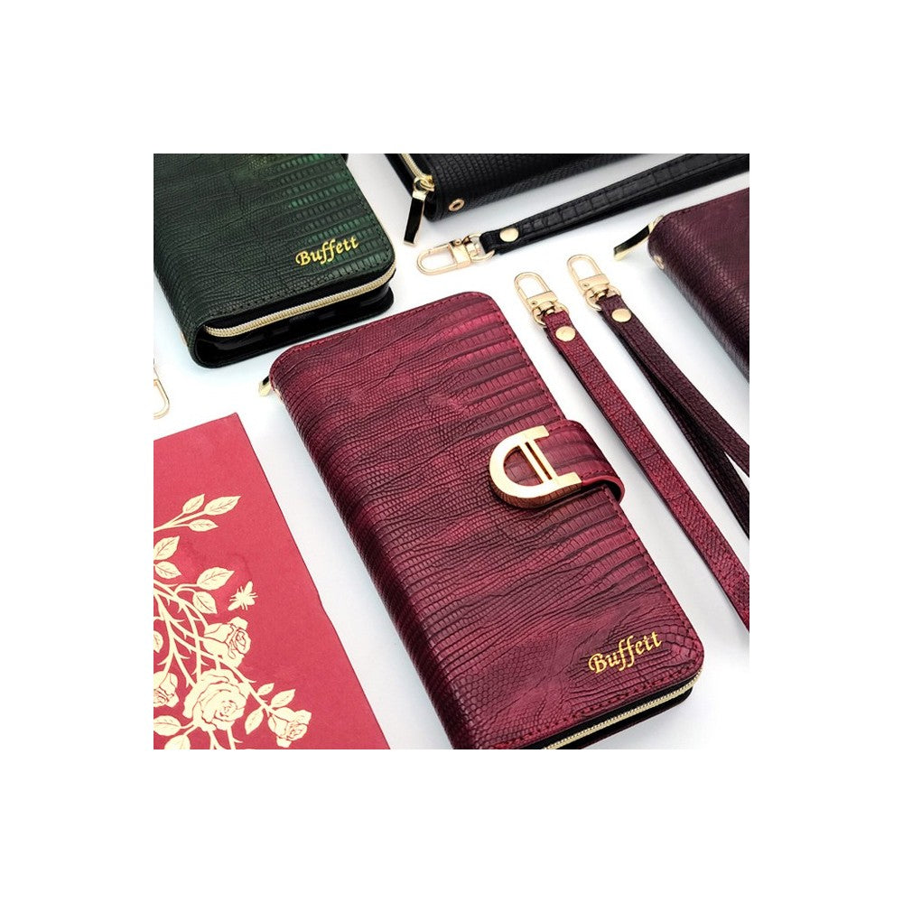 Korean Phone Wallet Case - HUNIECASE Lucid Diary Zipper Purse with Card Slots & Strap