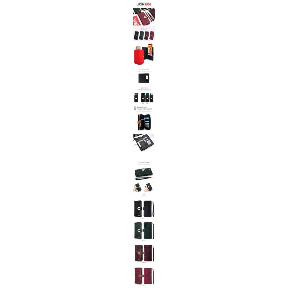 Korean Phone Wallet Case - HUNIECASE Lucid Diary Zipper Purse with Card Slots & Strap
