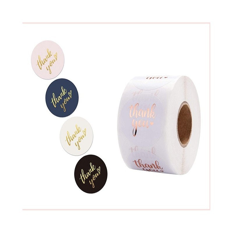 Gold Foil Thank You Stickers - Korean Appreciation Labels for Business & Gifts