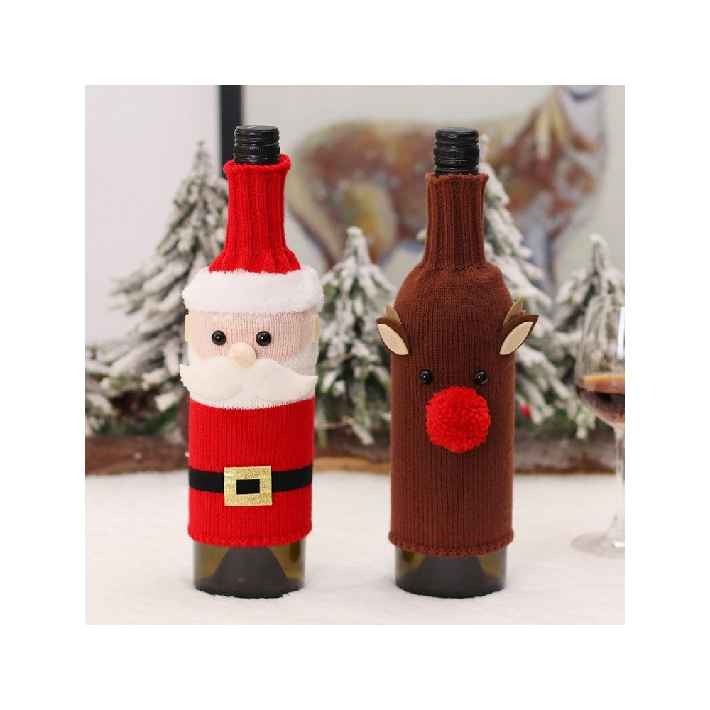 Premium Korean Christmas Wine Bottle Covers - Elegant Holiday Table Decor