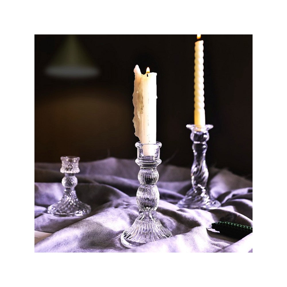 Crystal Glass Candle Holder - Authentic Korean Design for Weddings & Home Decor