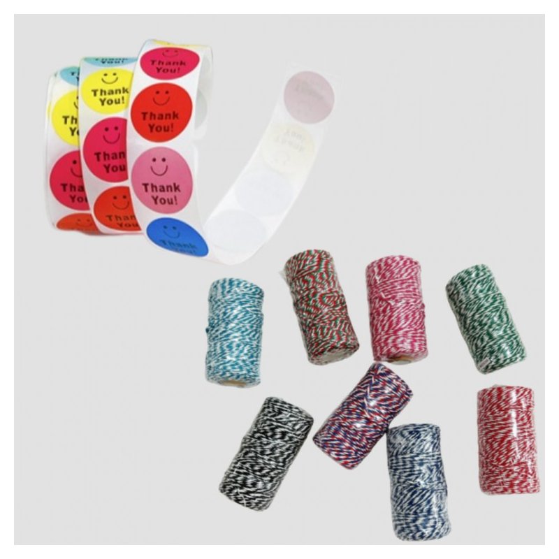 Korean Twine String 100m + 500 Thank You Sticker Bundle | Made in Korea