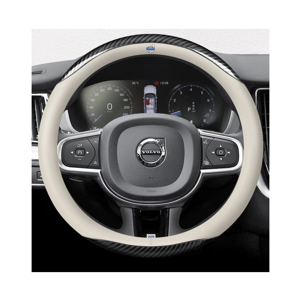 Genuine Leather Steering Wheel Cover - Korean Premium Anti-Slip Grip