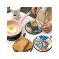 Korean Ceramic Flower Coaster - Handmade Porcelain Tea Mat & Pot Holder