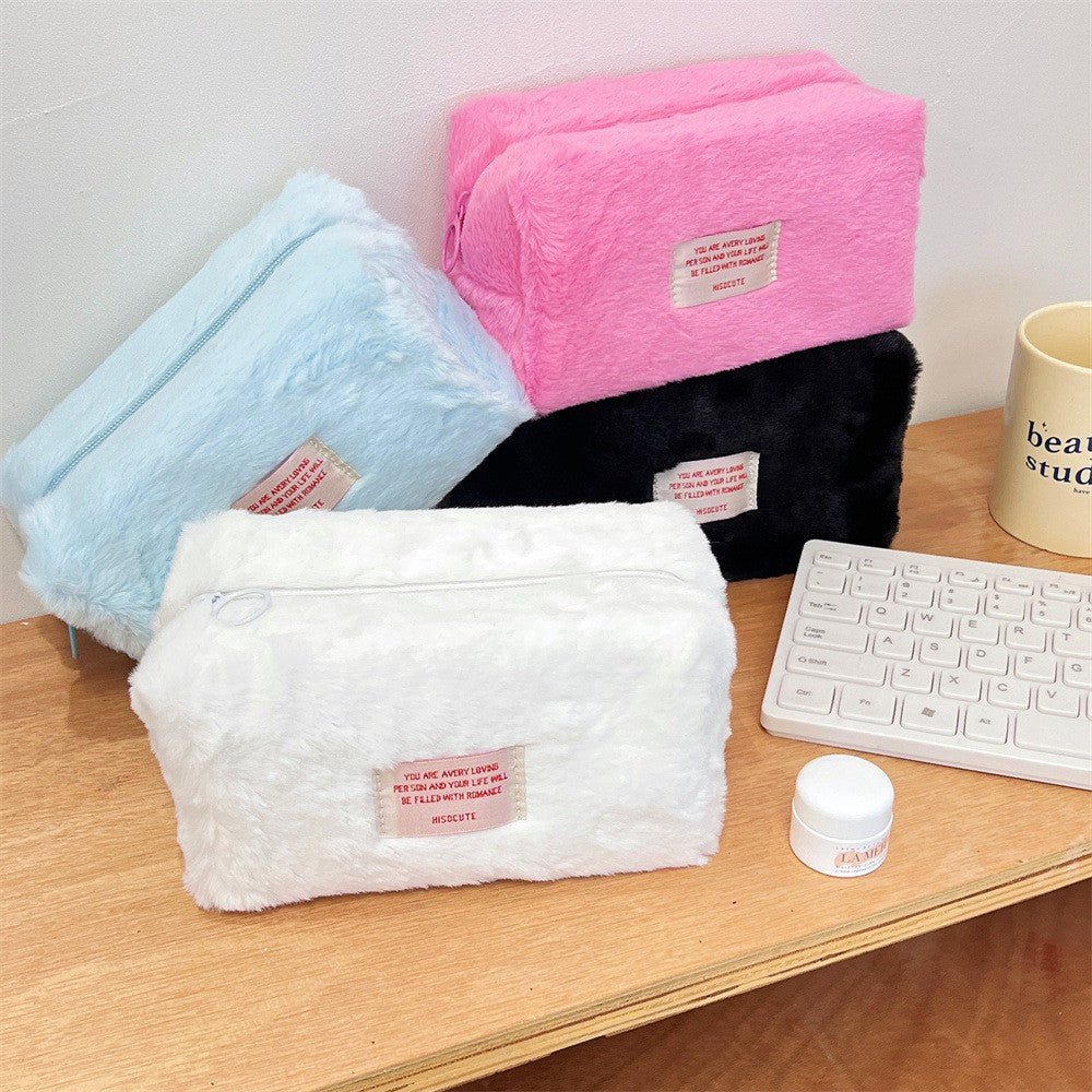 Korean Pure Color Makeup Pouch - Large Capacity Skincare Storage Bag