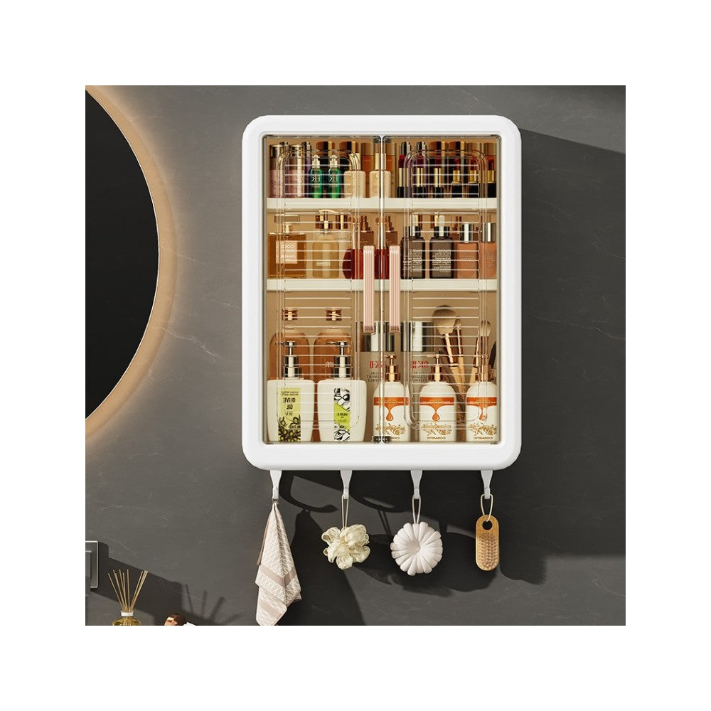 Korean Wall-Mounted Bathroom Cosmetics Organizer Shelf - Waterproof Storage