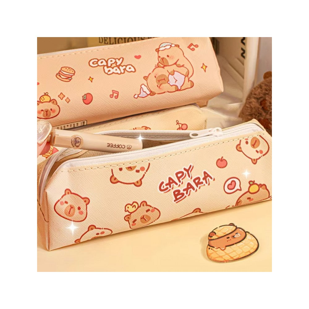 Cute Capybara Pencil Case - Korean Stationery Pouch & Pen Holder