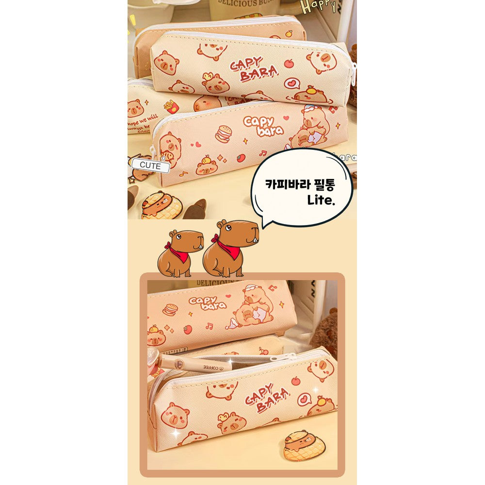 Cute Capybara Pencil Case - Korean Stationery Pouch & Pen Holder