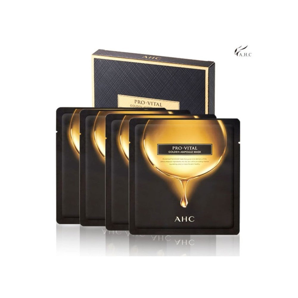 AHC Pro Vital Golden Ampoule Mask - Korean Beauty Sheet Mask 4-Pack