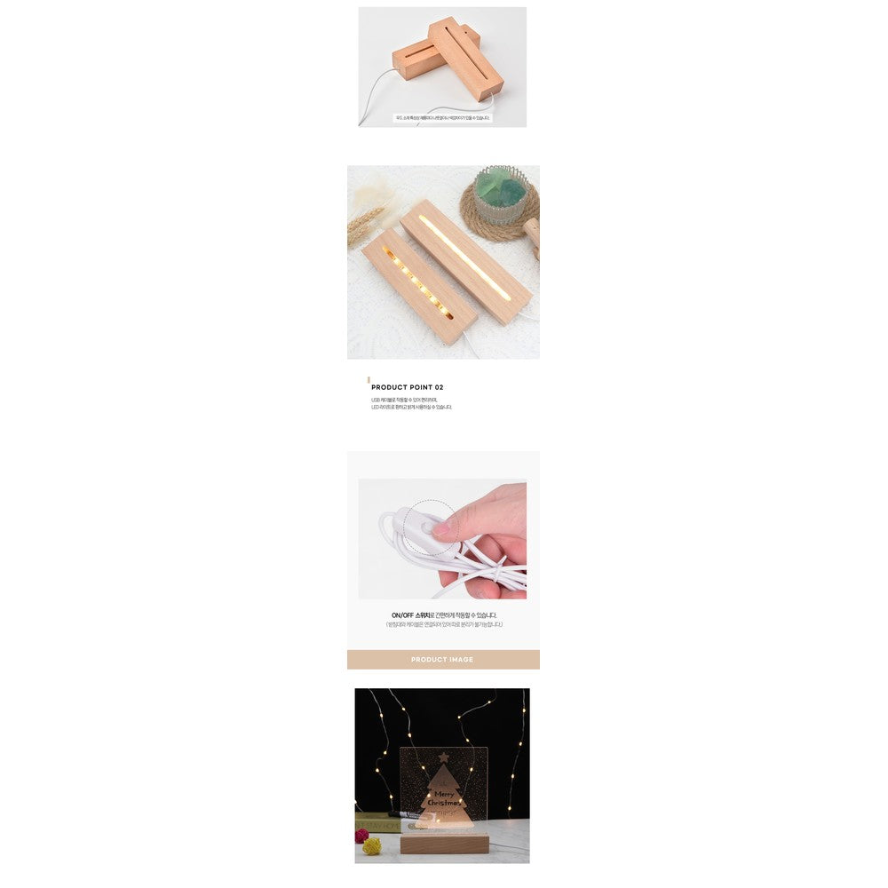 LED Acrylic Mood Light with Wooden Base - Korean K-Home Ambient Lighting