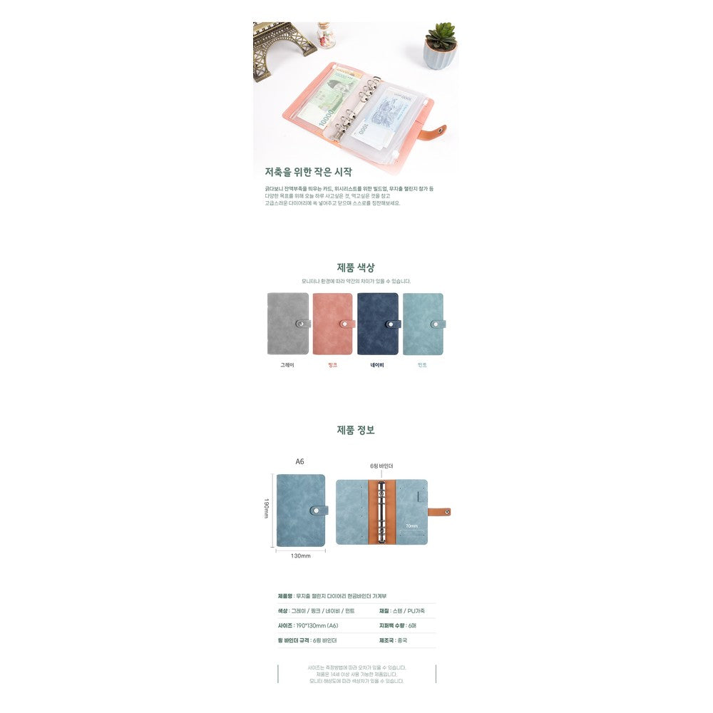 No-Spend Challenge Money Diary - Korean Budget Planner & Cash Binder