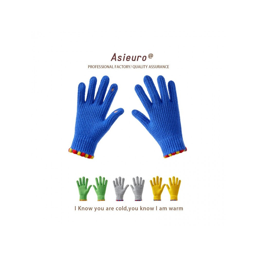Korean Winter Knit Gloves Women - Textured Skincare Cycling Gloves
