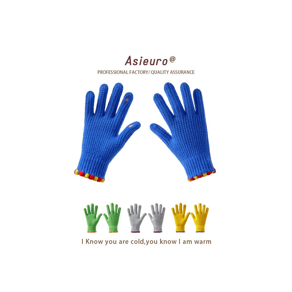 Korean Winter Knit Gloves Women - Textured Skincare Cycling Gloves