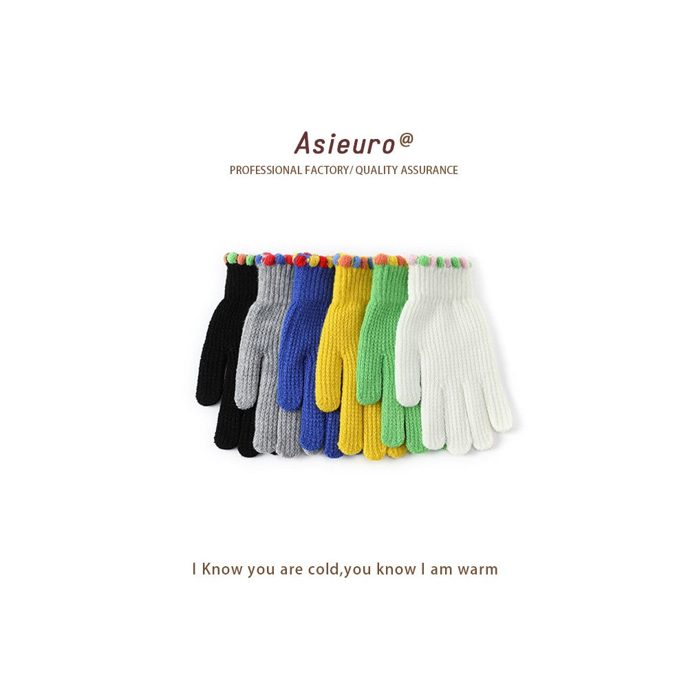 Korean Winter Knit Gloves Women - Textured Skincare Cycling Gloves