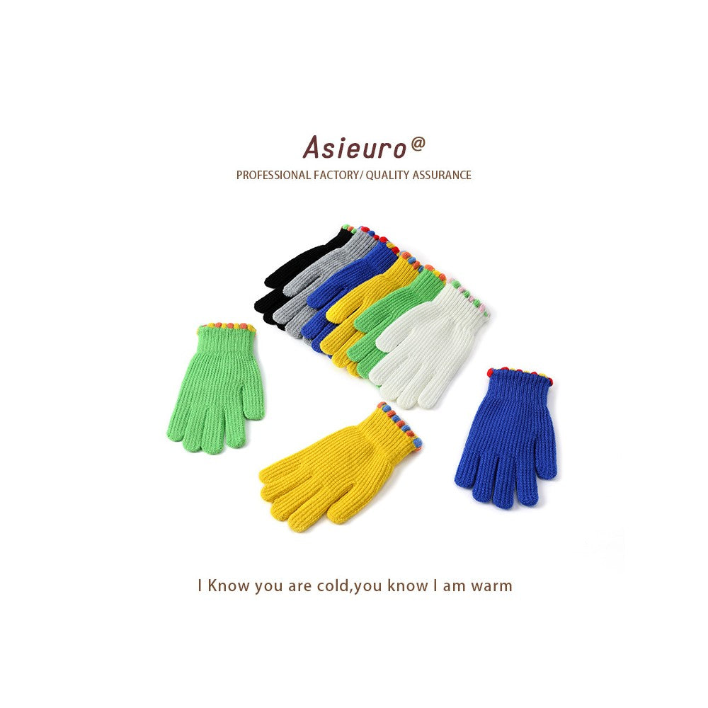 Korean Winter Knit Gloves Women - Textured Skincare Cycling Gloves