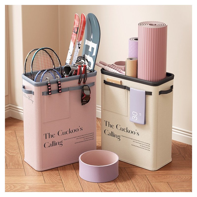 Slim Foldable Storage Organizer Basket - Korean Home Organization for Yoga, Pilates & Sports