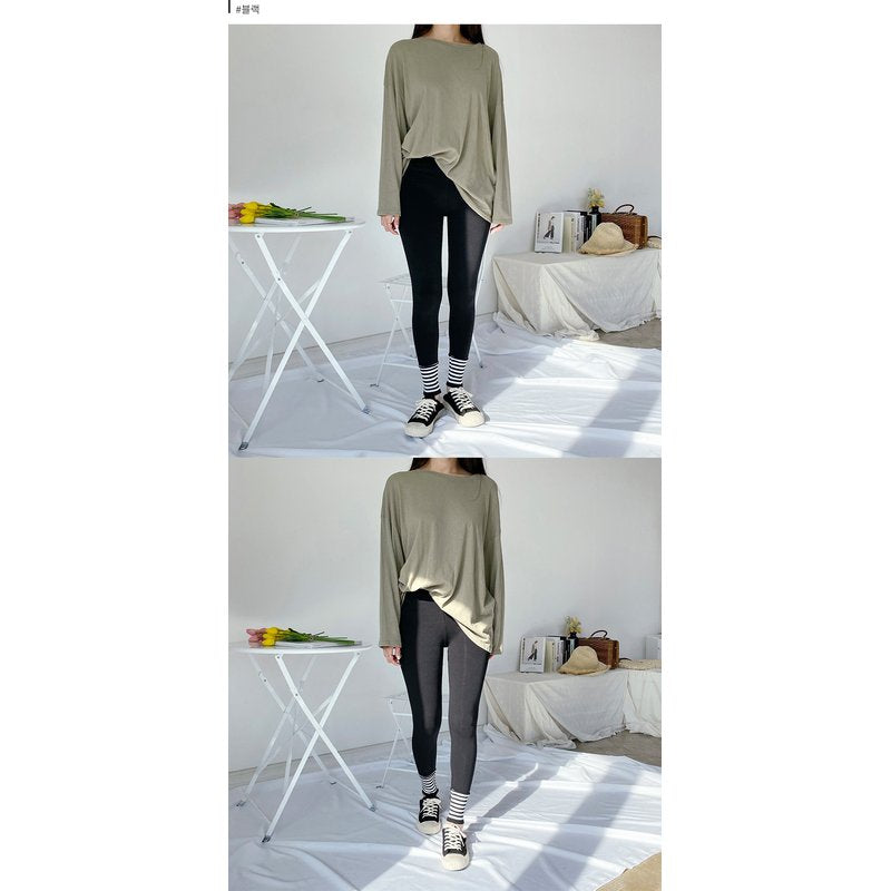 Korean High-Waist Leggings for Women - Plus Size Yoga Pants Tummy Control