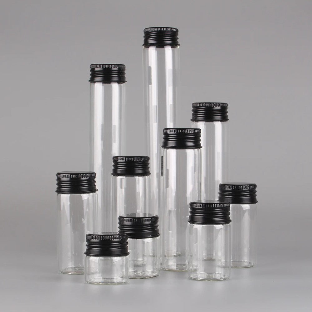 Glass Bottles with Aluminum Caps - 12 Pack Storage Jars Best Price