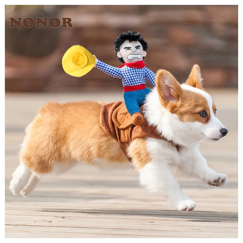 Funny Cowboy Halloween Dog Costume Jacket for Small & Large Dogs
