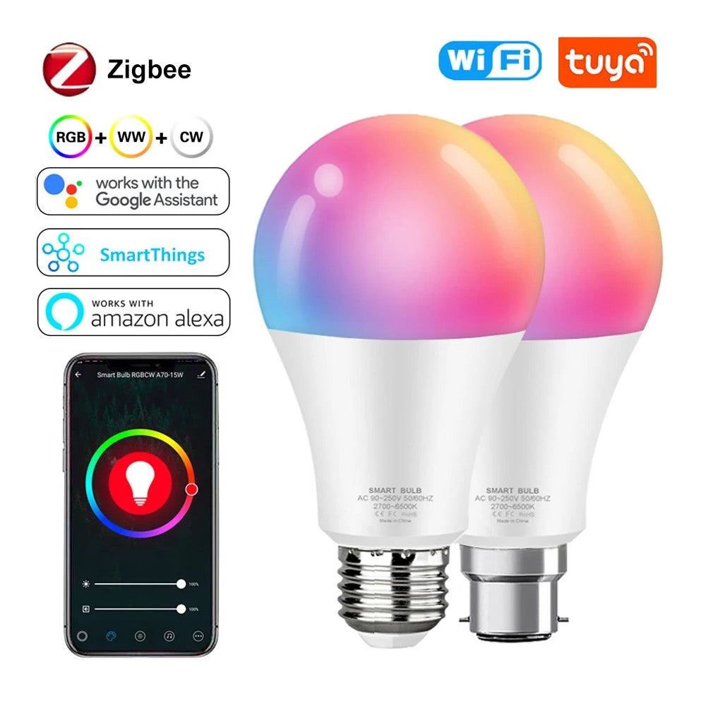 Smart RGB LED Light Bulb - Dimmable WiFi Lamp with Voice Control