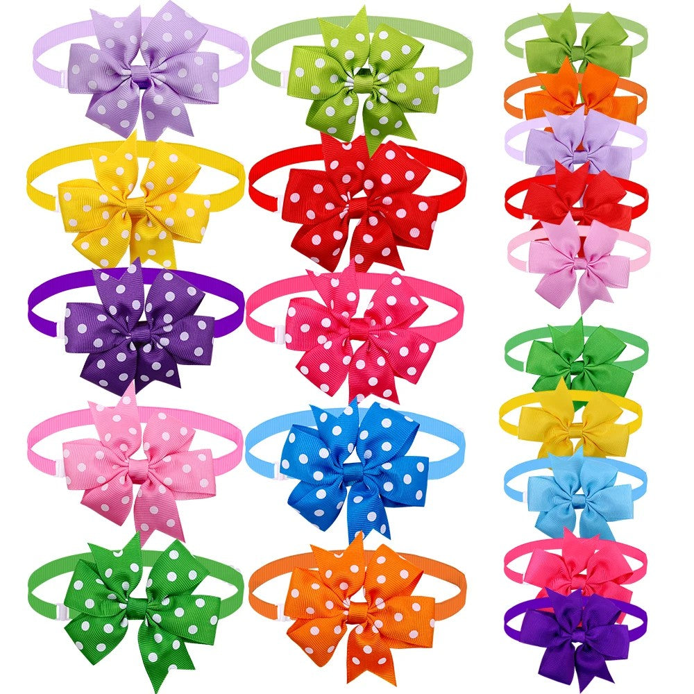 Best Small Dog Bow Tie Collar Set - 50pc Grooming Accessories