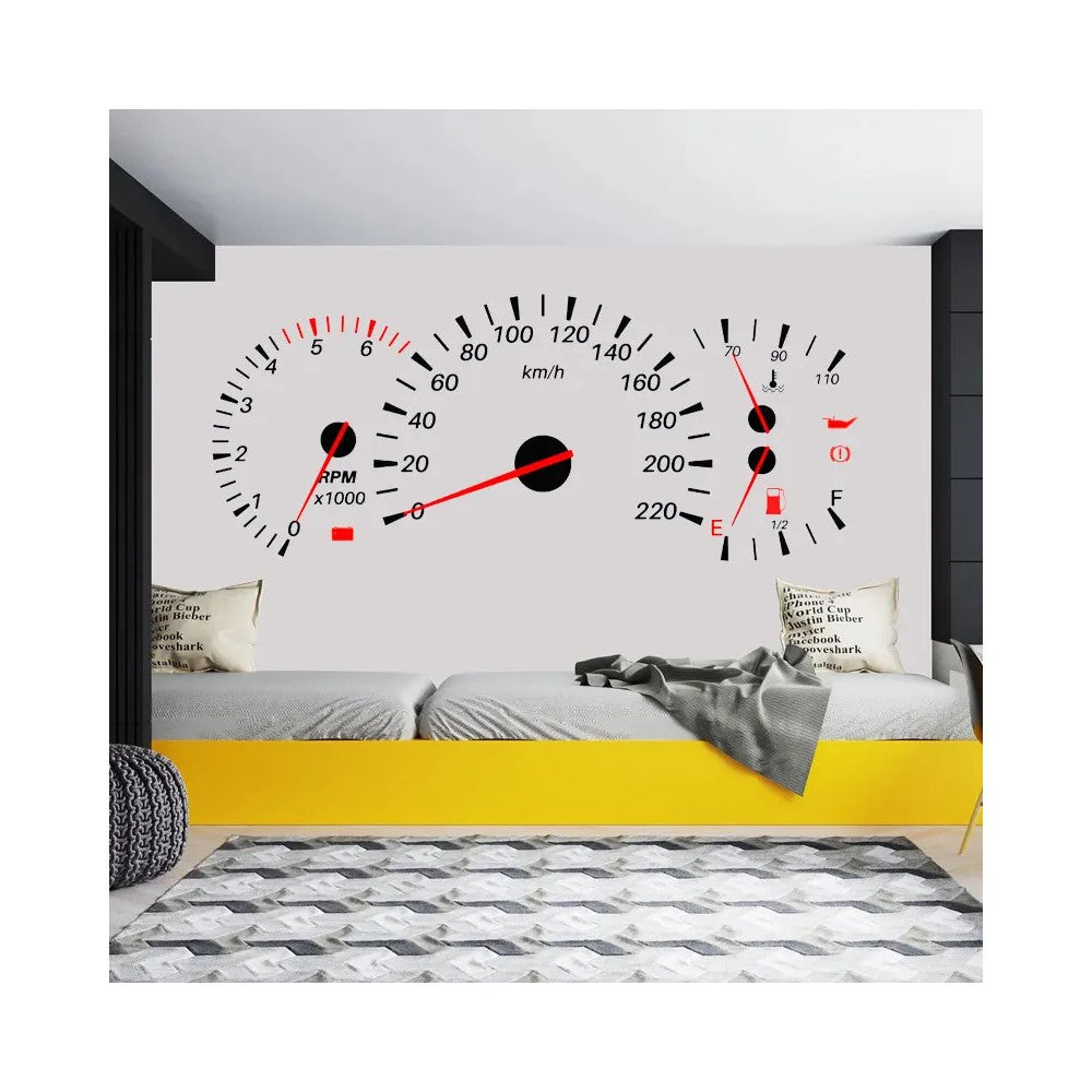 Racing Car Speedometer Wall Sticker - Modern Kids Bedroom Decor