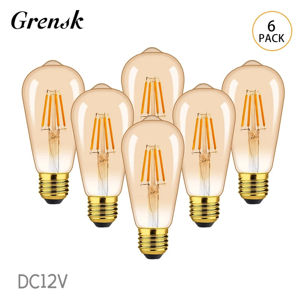 Best 12V LED Light Bulb for RV - 4W Amber Filament E27