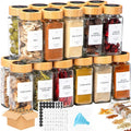 Best Airtight Glass Spice Jars 6 Pack - Bamboo Lids Kitchen Storage