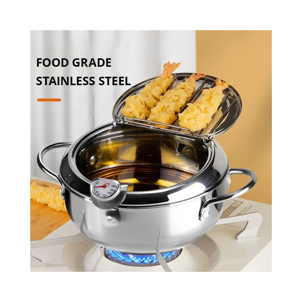 Best Stainless Steel Deep Fryer Oil Pan Thermometer with Cover