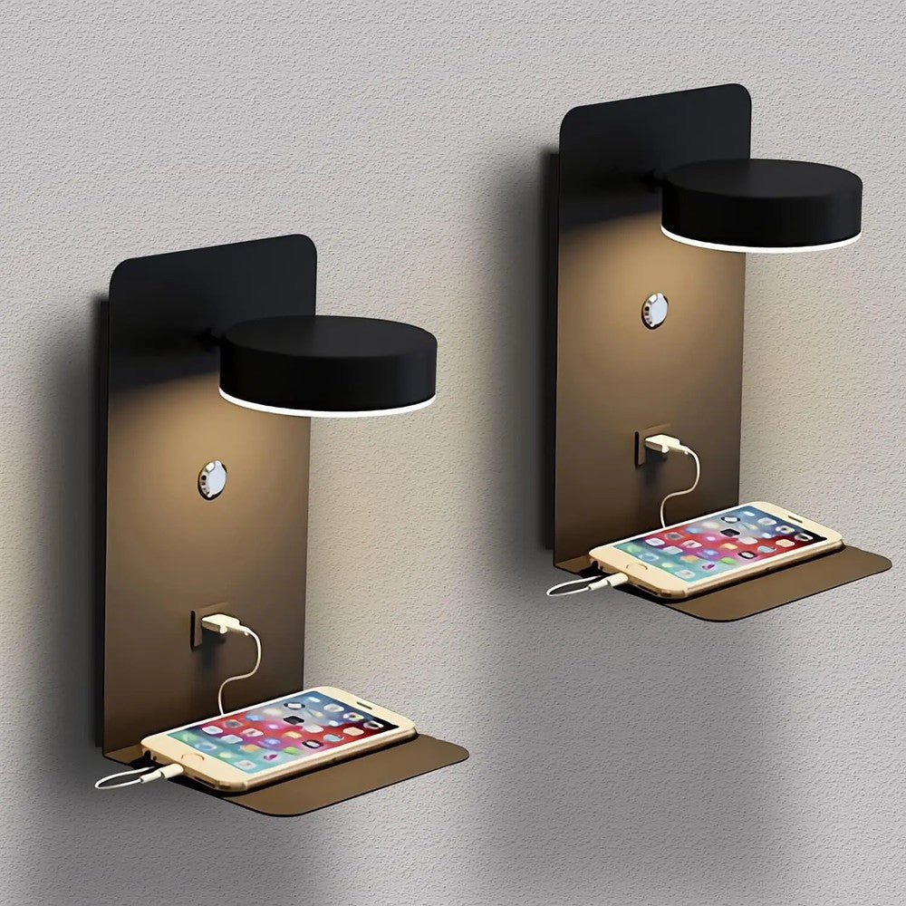 Modern LED Wall Lamp with USB Charging - 9W Bedside Light