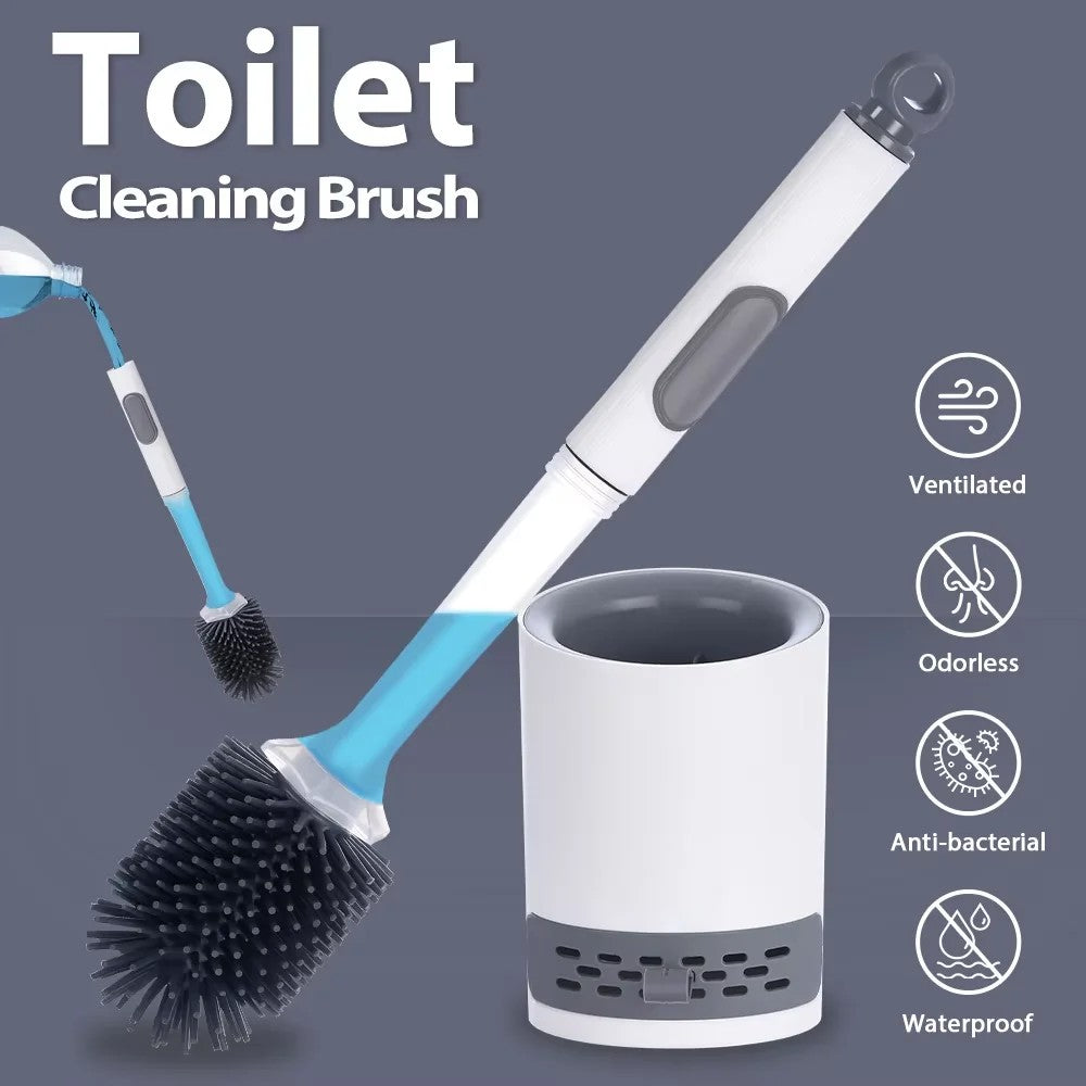 Best Toilet Brush with Water Spray - Long Handle Silicone