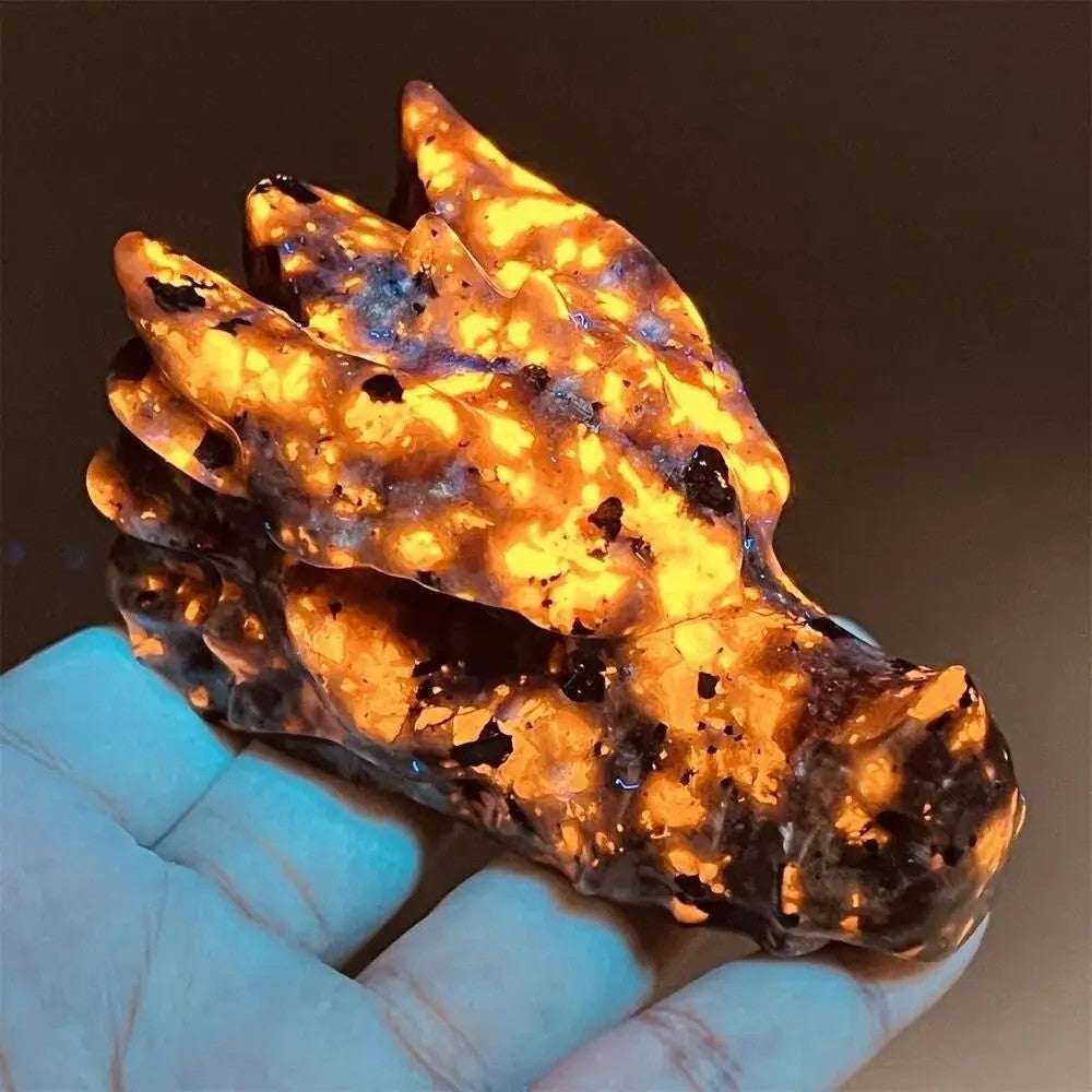 Best Natural Yooperlite Dragon Head Crystal - Hand Carved Reiki Stone
