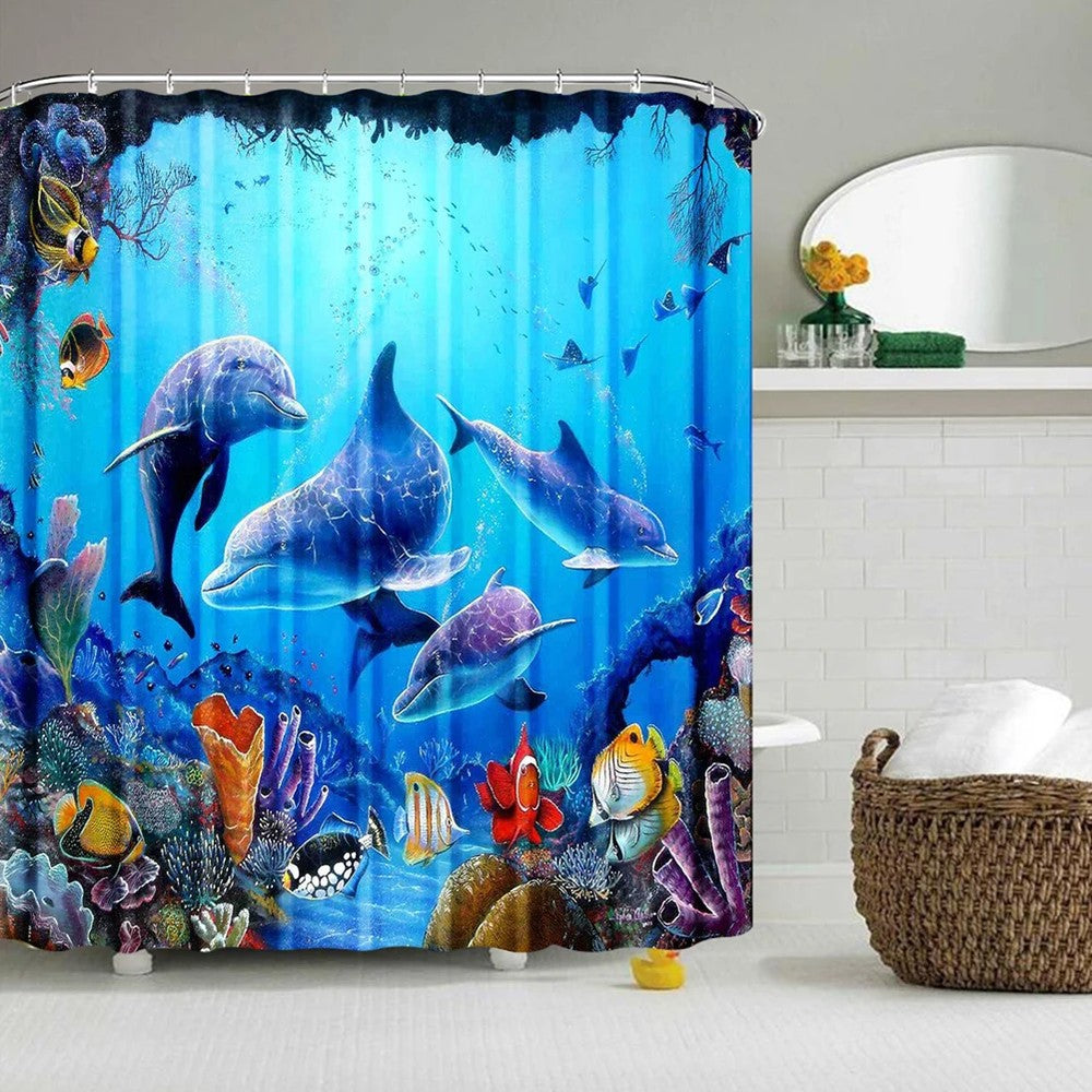 Best Dolphin Shower Curtain - Ocean Underwater Bathroom Decor