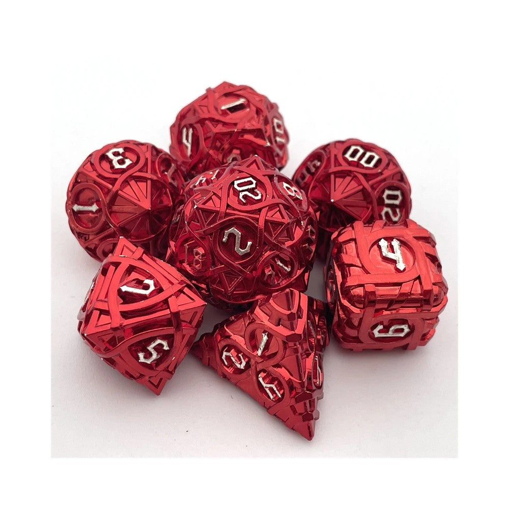 Premium Metal Polyhedral Dice Set - Maze Pattern Design 7pc