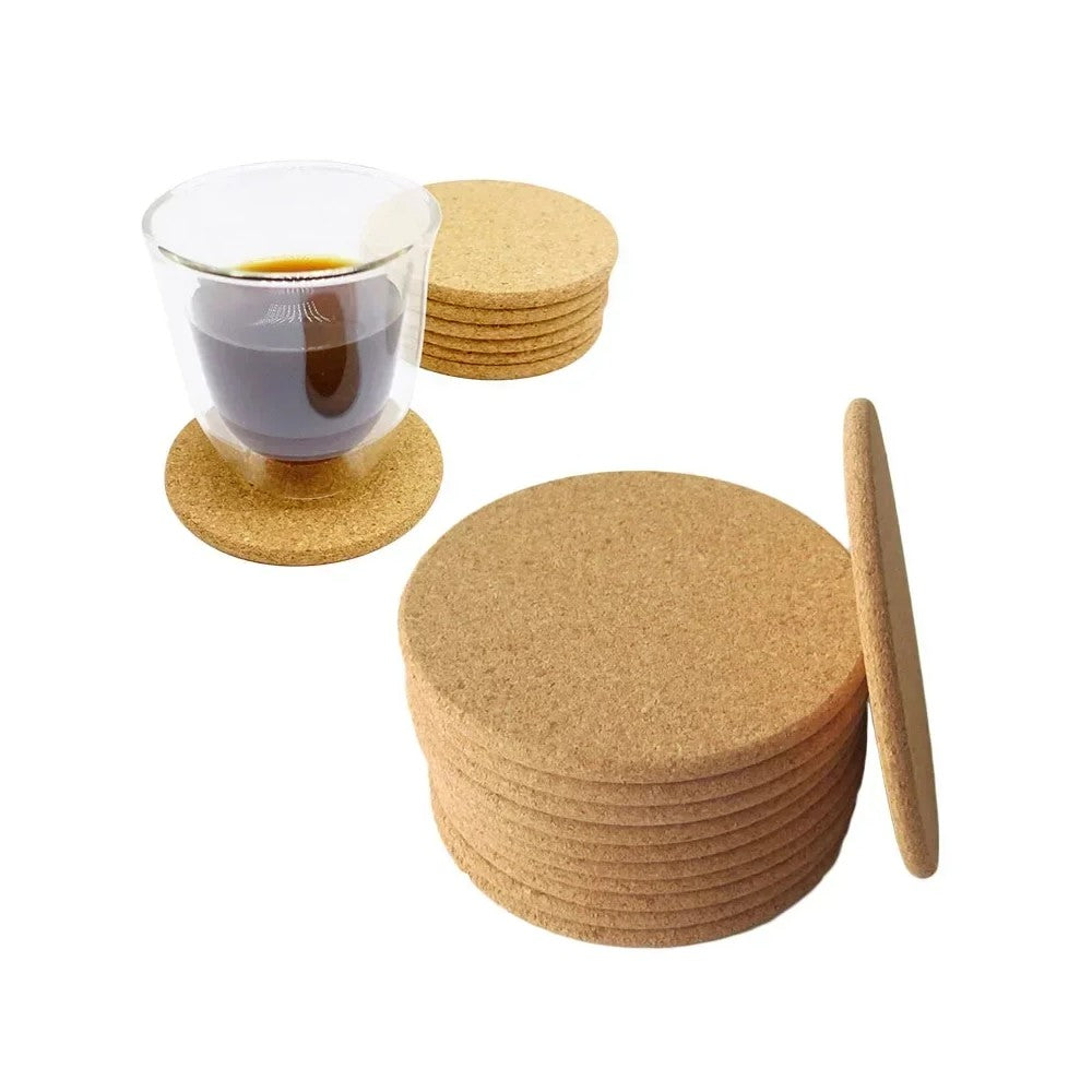 Natural Cork Coasters Set - Buy 50/100 Pcs Round Coffee Table Mats