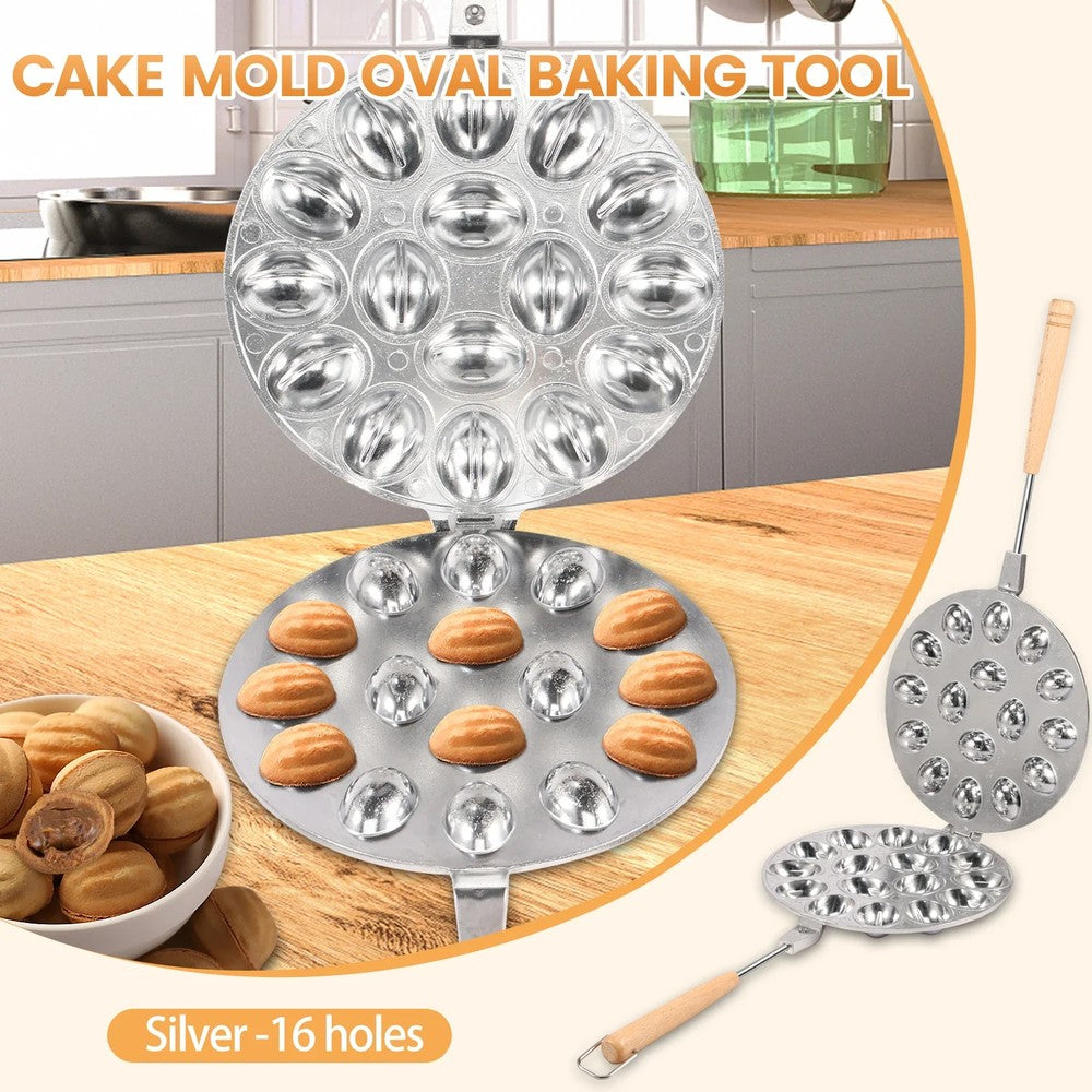 Walnut Cookie Mold - 16-Hole Nonstick Pastry Maker for Perfect Nut Cookies