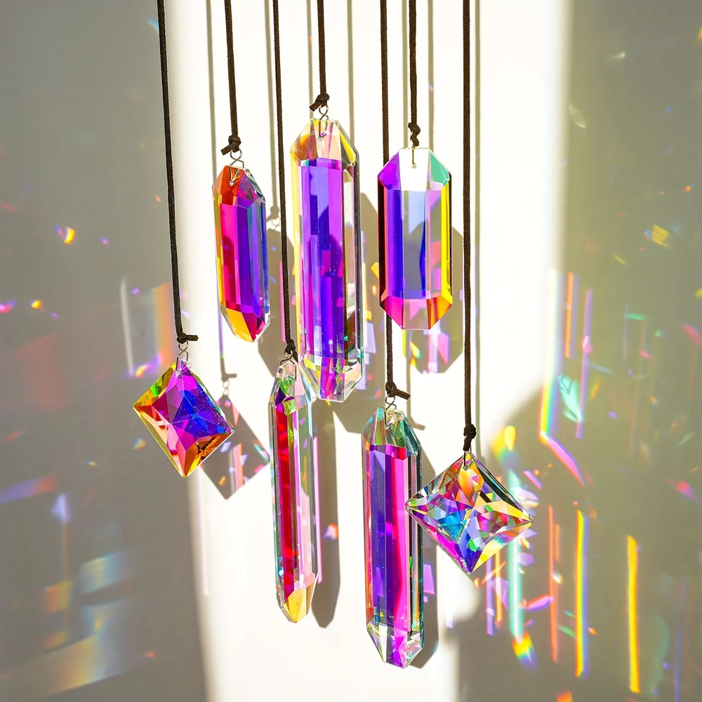Best Crystal Sun Catcher Prisms - 7PC Rainbow Maker Window Ornaments